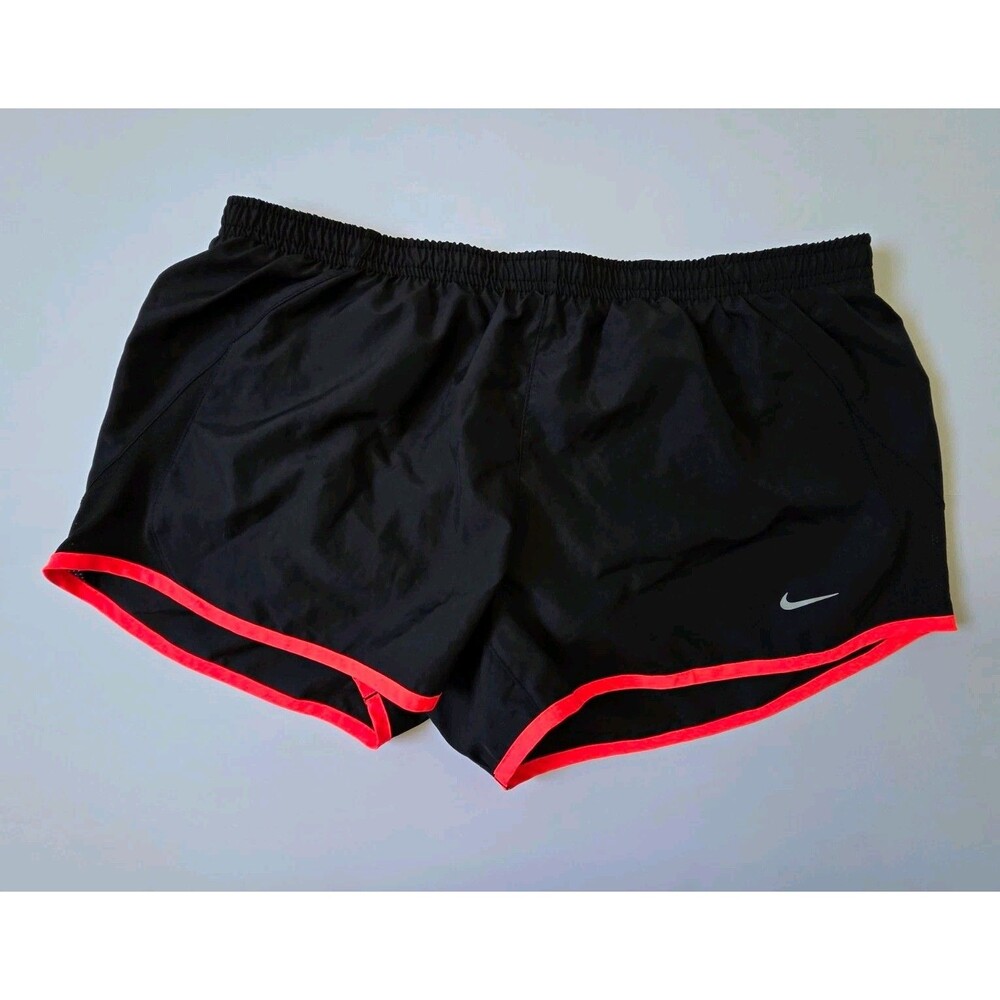 Nike Women's L Regular Black/Red Trim Lined Running Shorts Drawstring Woven